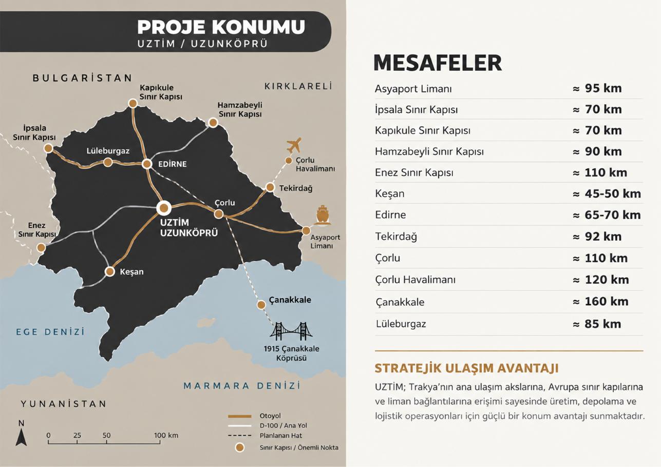 UZTİM location and regional distances